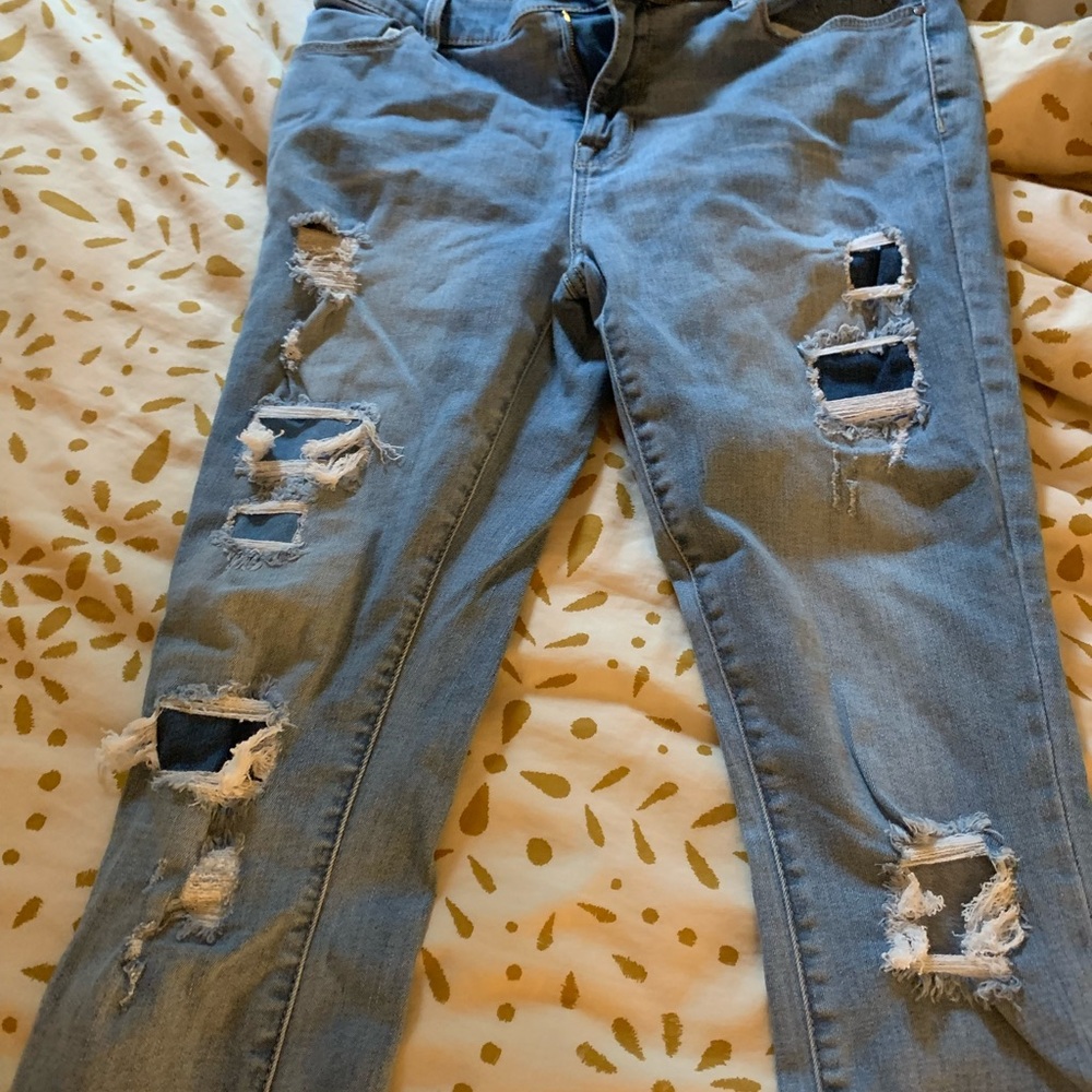 Light wash ripped & patched pacsun jeans